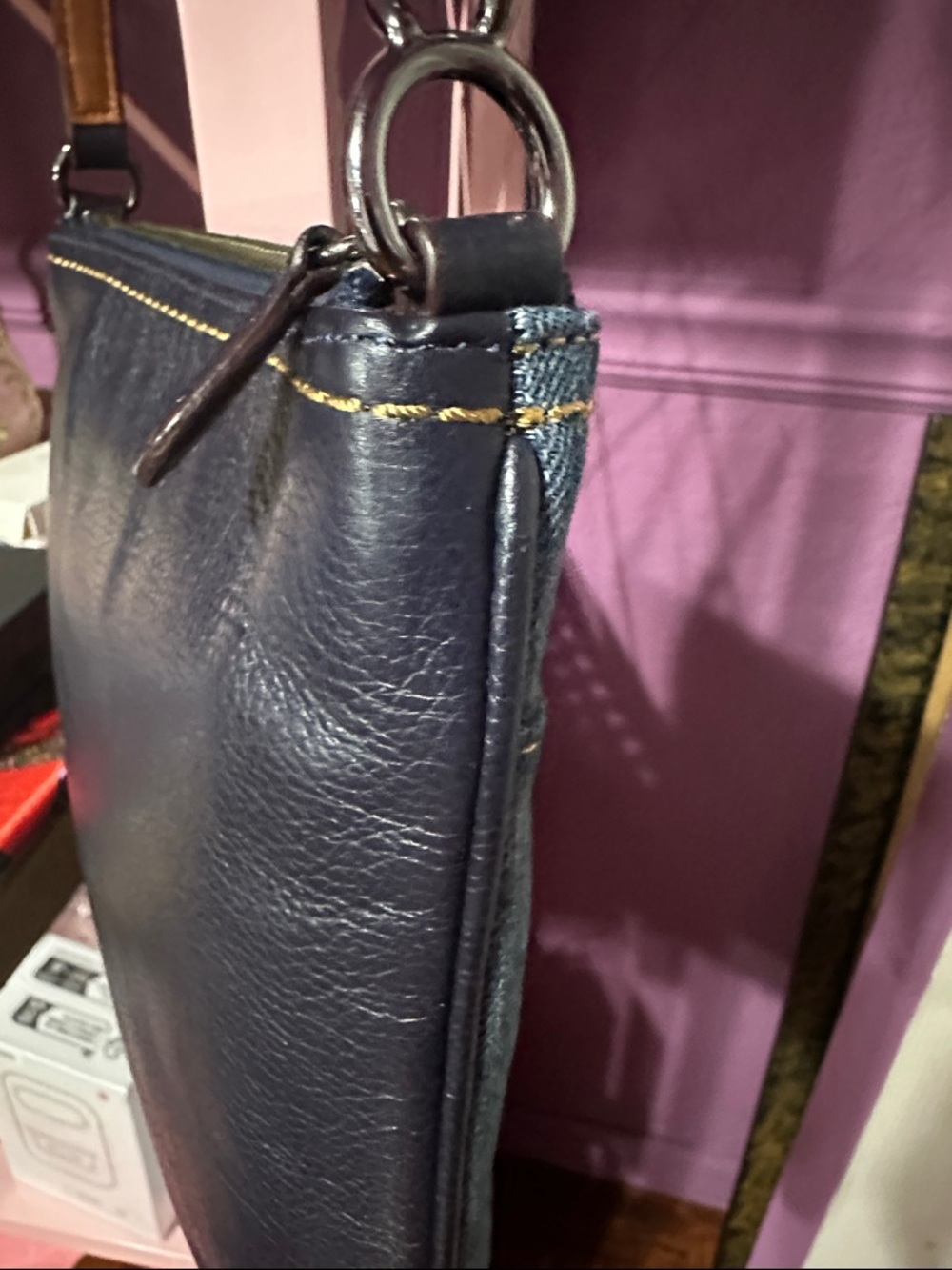 COACH Swagger Denim and Leather Crossbody - Picture 8 of 9